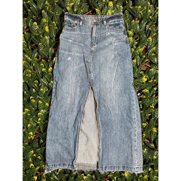 Blu Pepper Denim Midi Skirt with Slit Size Small - Picture 1 of 4